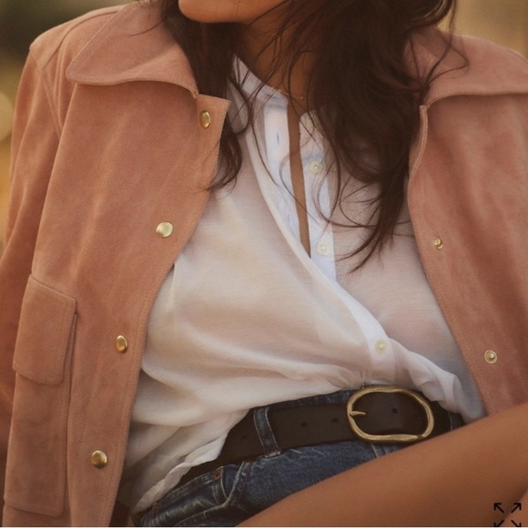 Madewell coffee bean Oval-Buckle Distressed Leather Belt - Picture 1 of 4